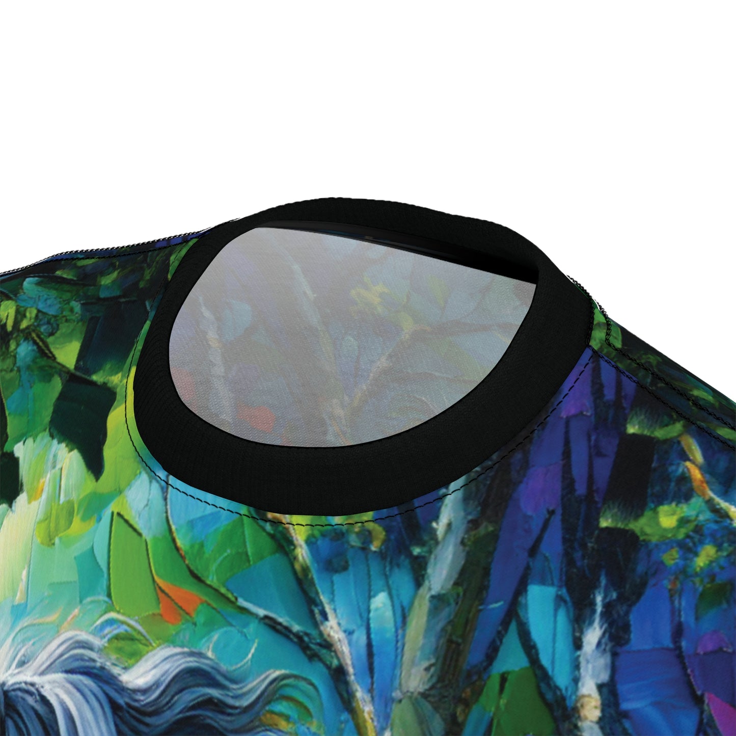 Elegant Black Stallion Unicorn Art Tee | Colorful Unisex Cut & Sew T-Shirt, Wildlife Apparel, Unique Graphic Tee