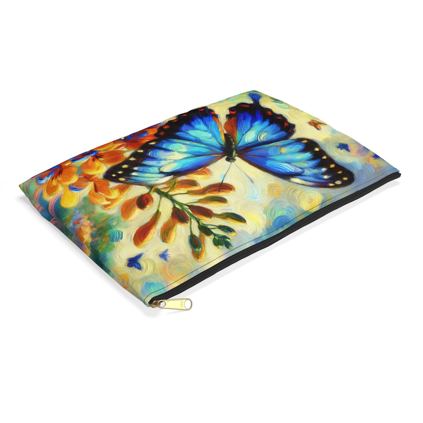 Blue Morpho Butterfly Accessory Pouch, Cute Butterfly Makeup Bag, Nature-Themed Gift, Floral Storage Bag