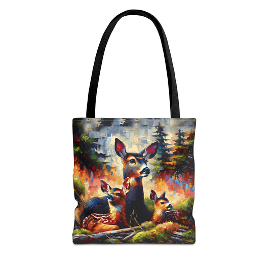 Black Tail Doe with Fawns - Tote Bag