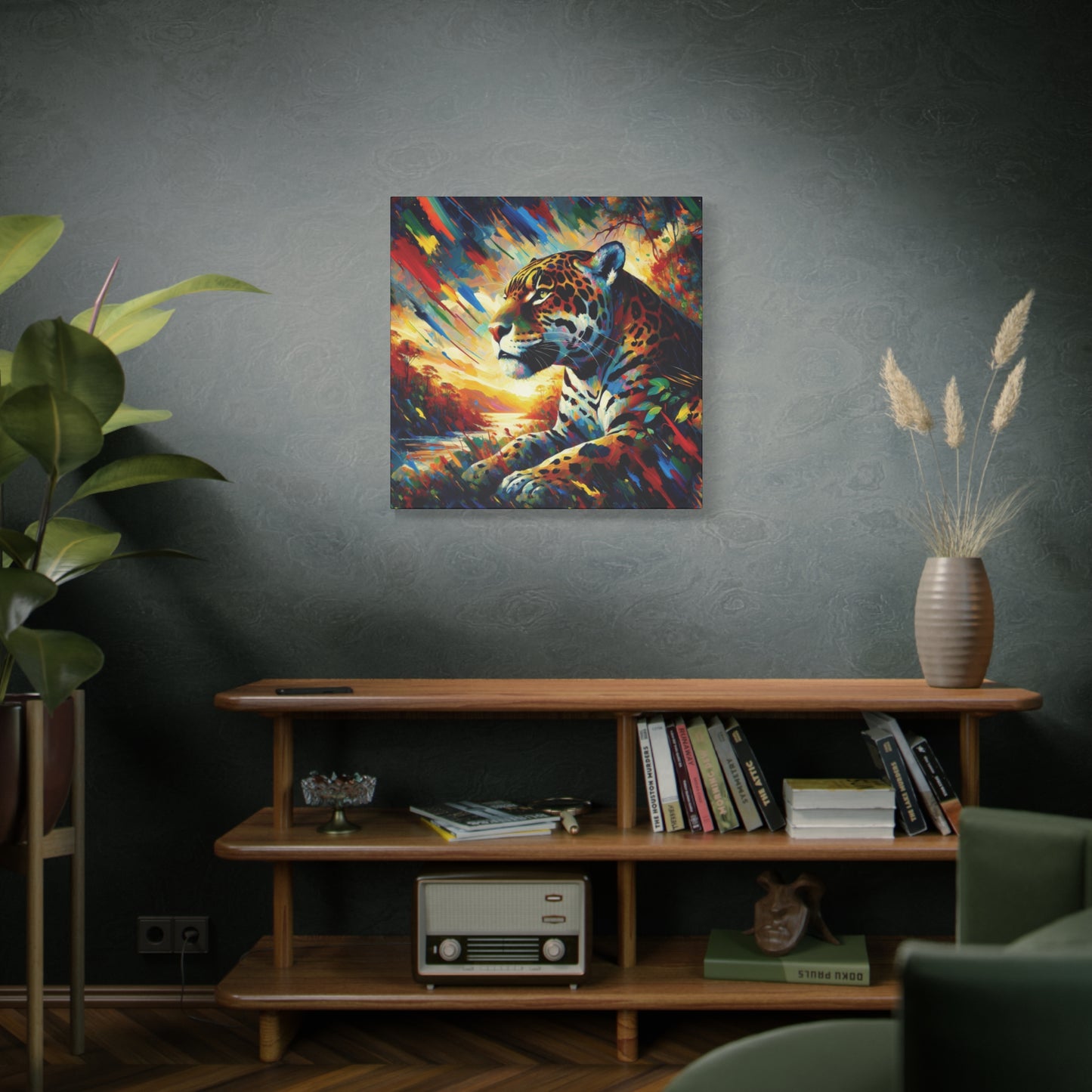 Jaguar Sunset Expressionist Canvas Art Print
