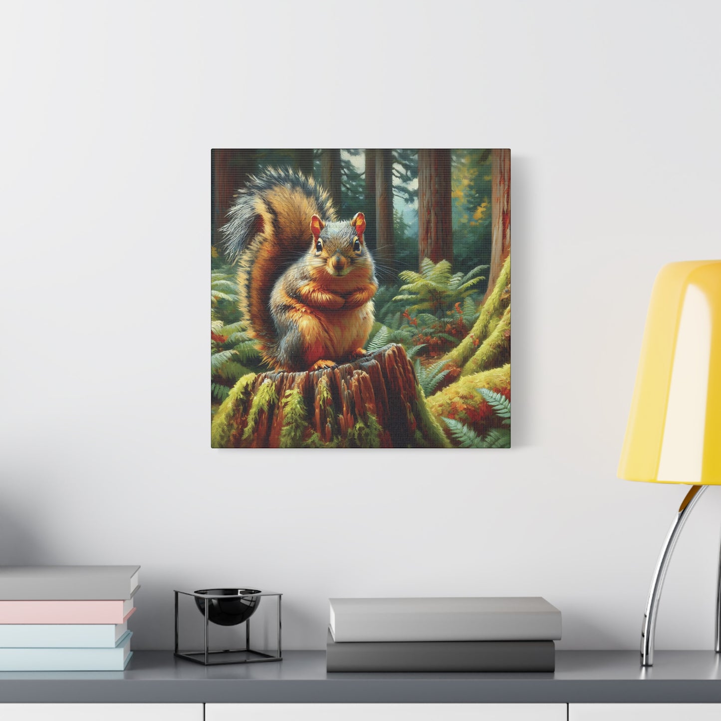Douglas Squirrel in Olympic National Forest Impressionist Canvas Art Print