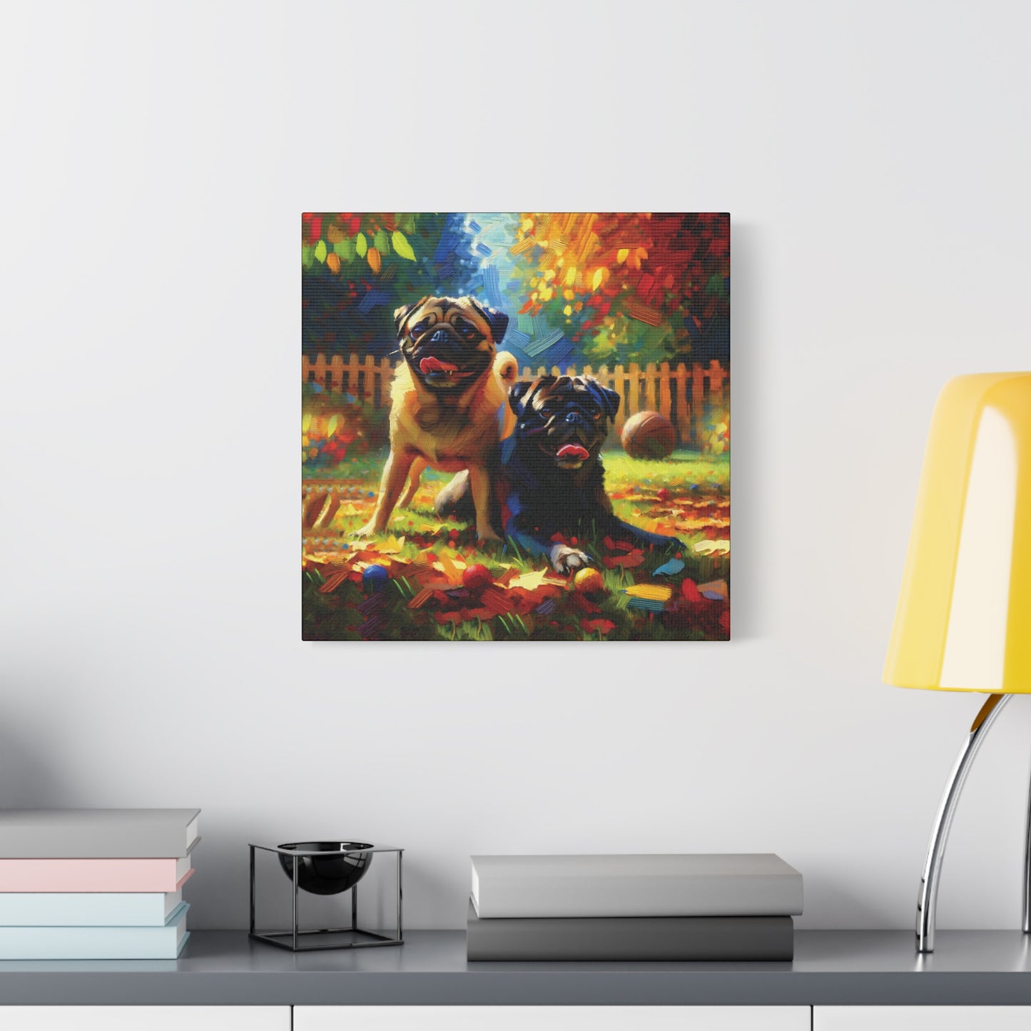 Pug Buddies Expressionist Canvas Art Print