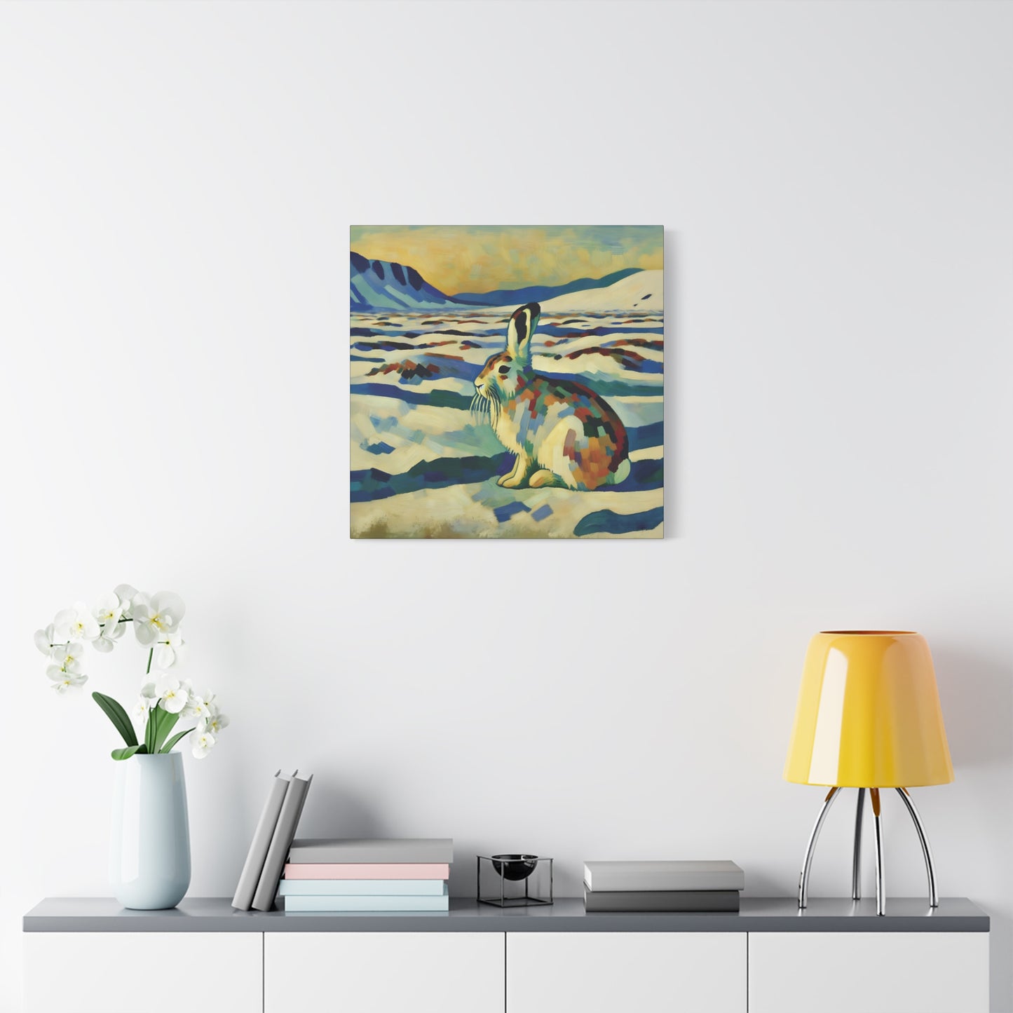 Arctic Hare on the Tundra, Expressionist Style Canvas Art Print
