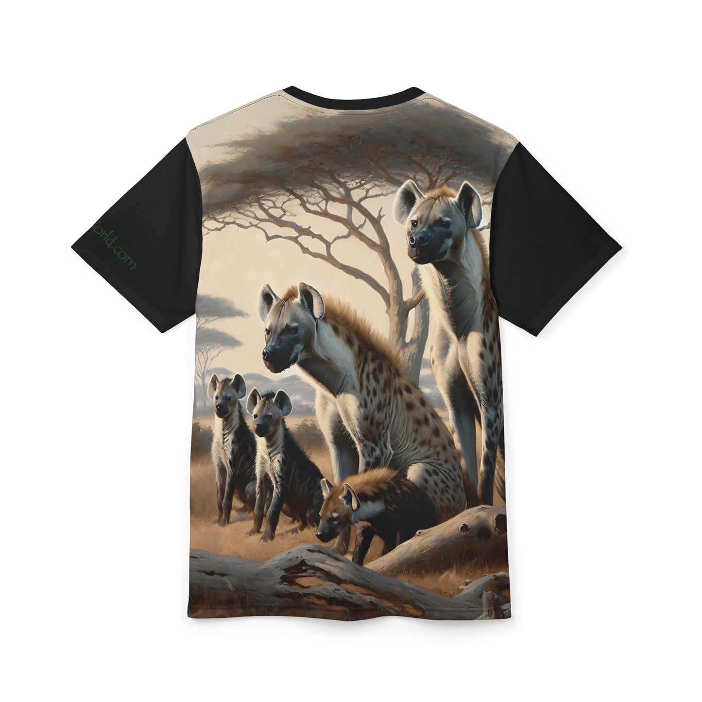 Hyena Family Art Tee | Unisex Cut & Sew T-Shirt, Wildlife Apparel, Unique Graphic Tee, Birthday Gift