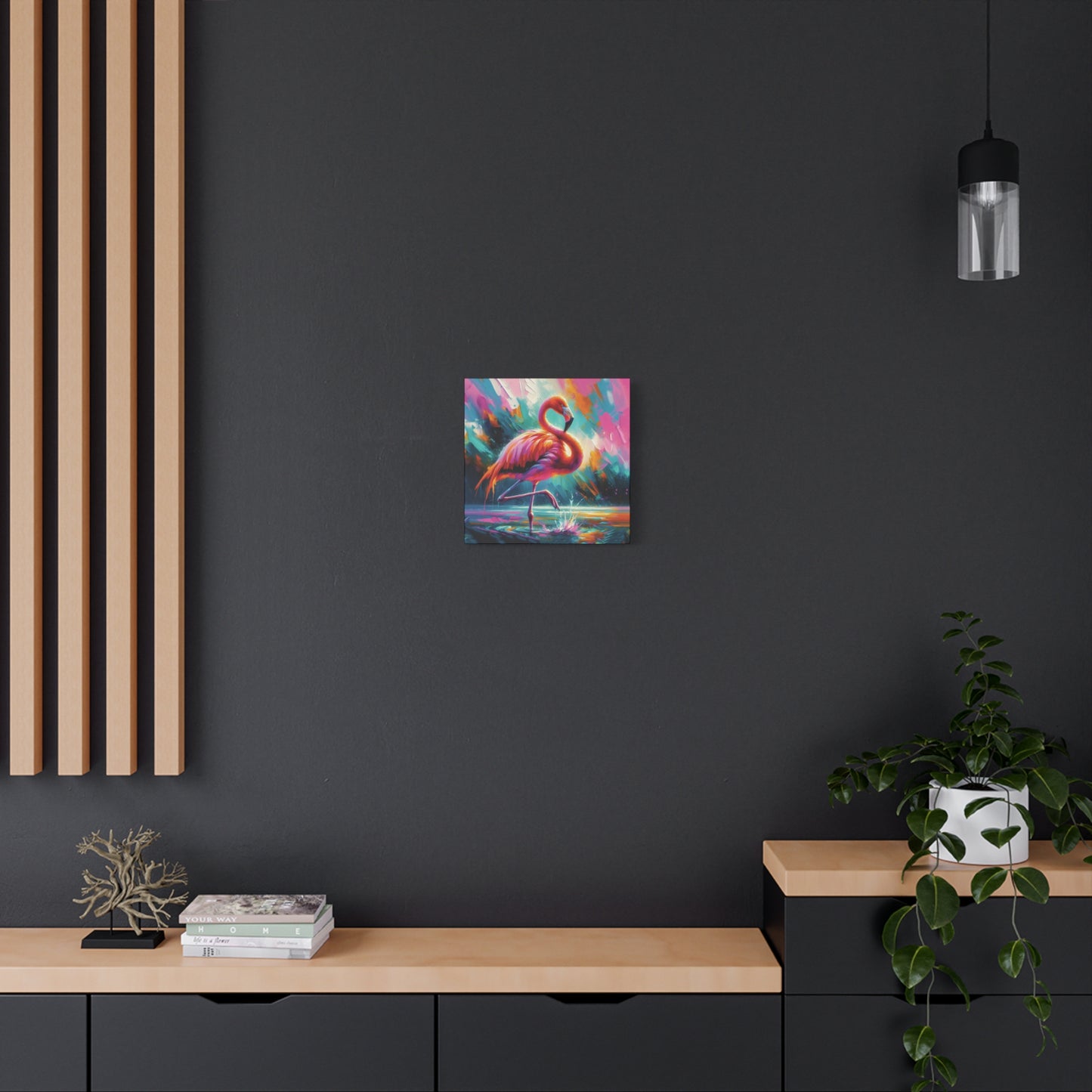 Canvas Wall Art - Flamingo Colorful Expressionist Style Print