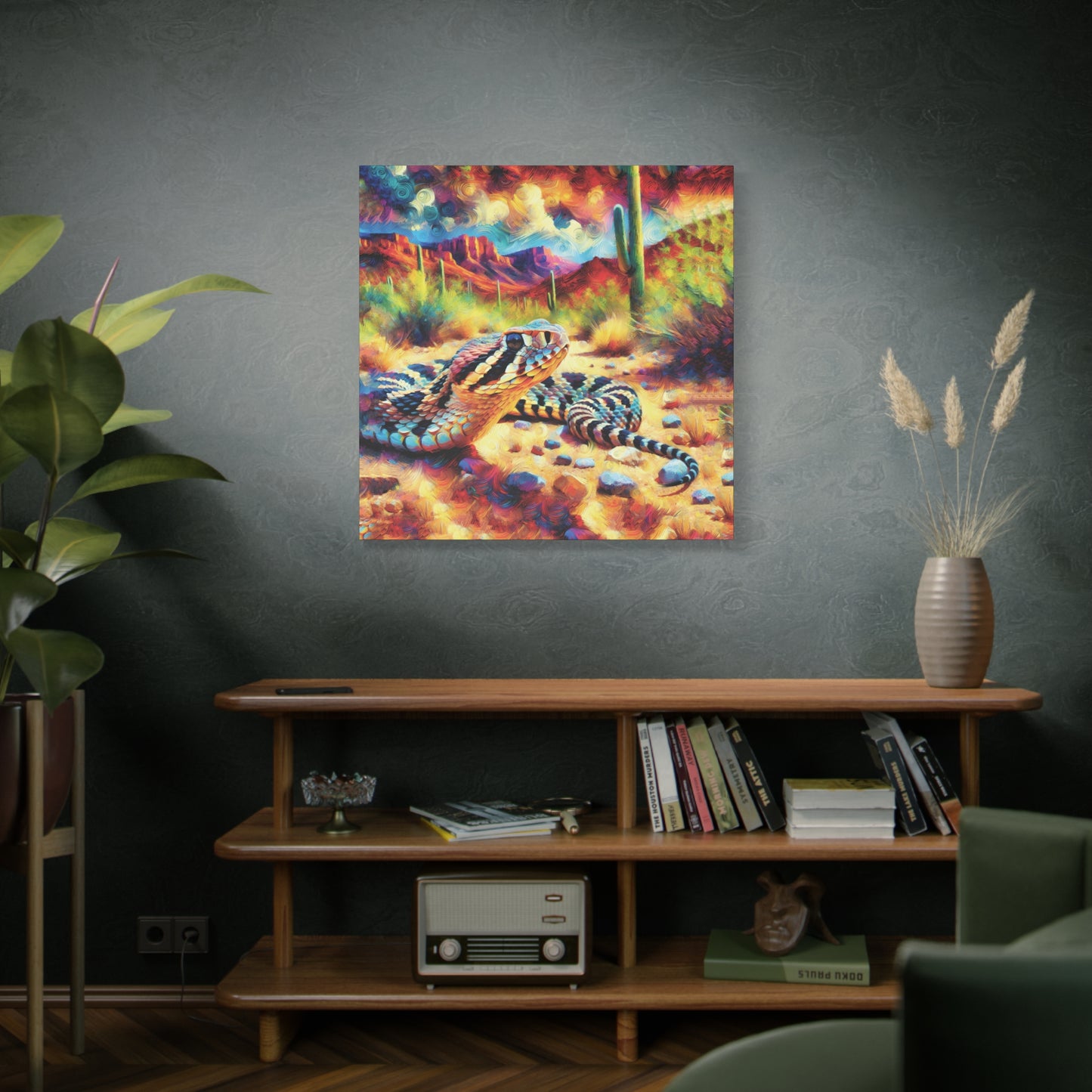 Desert Rattlesnake Expressionist Canvas Art Print