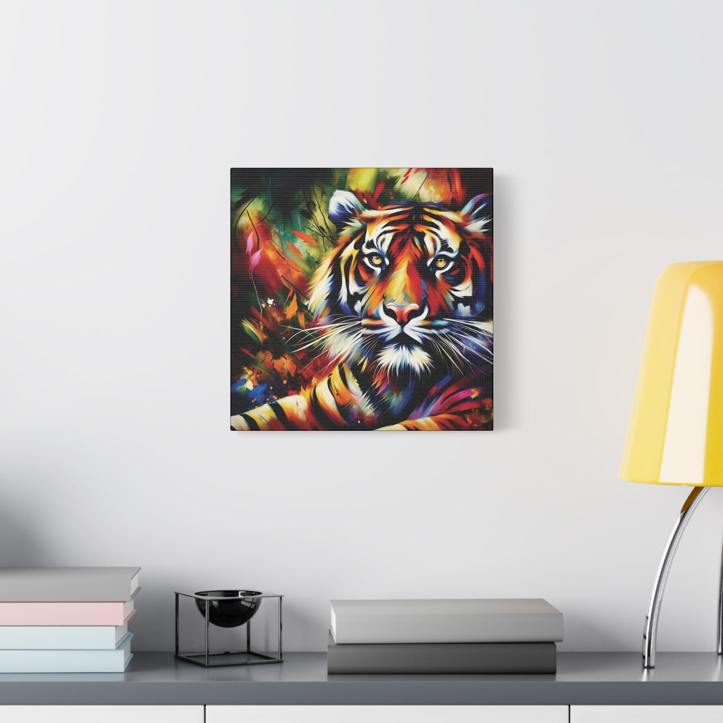 Tiger Portrait in Bright Colors Expressionist Canvas Art Print