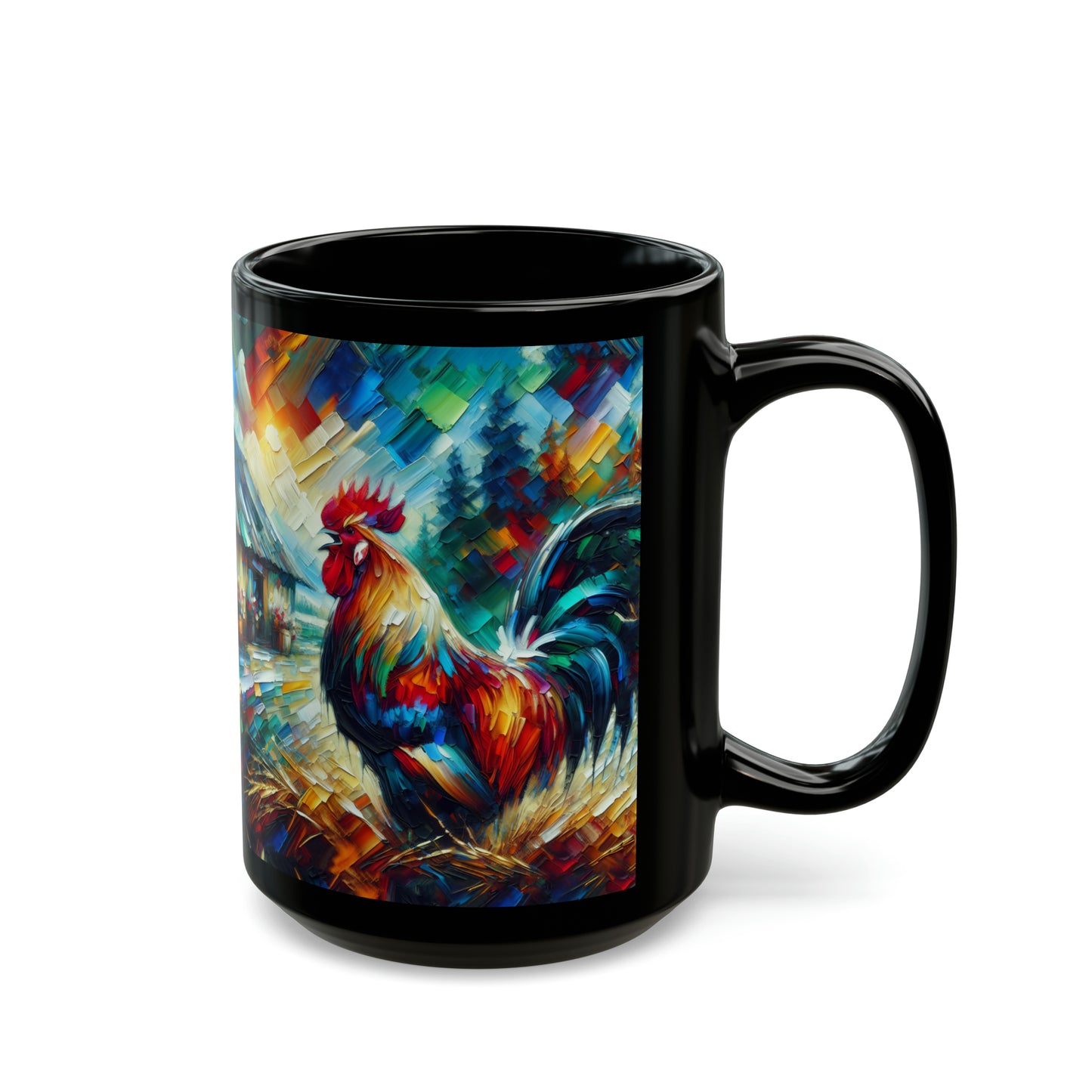 Rooster Morning - Black Mugs (11oz, 15oz)
