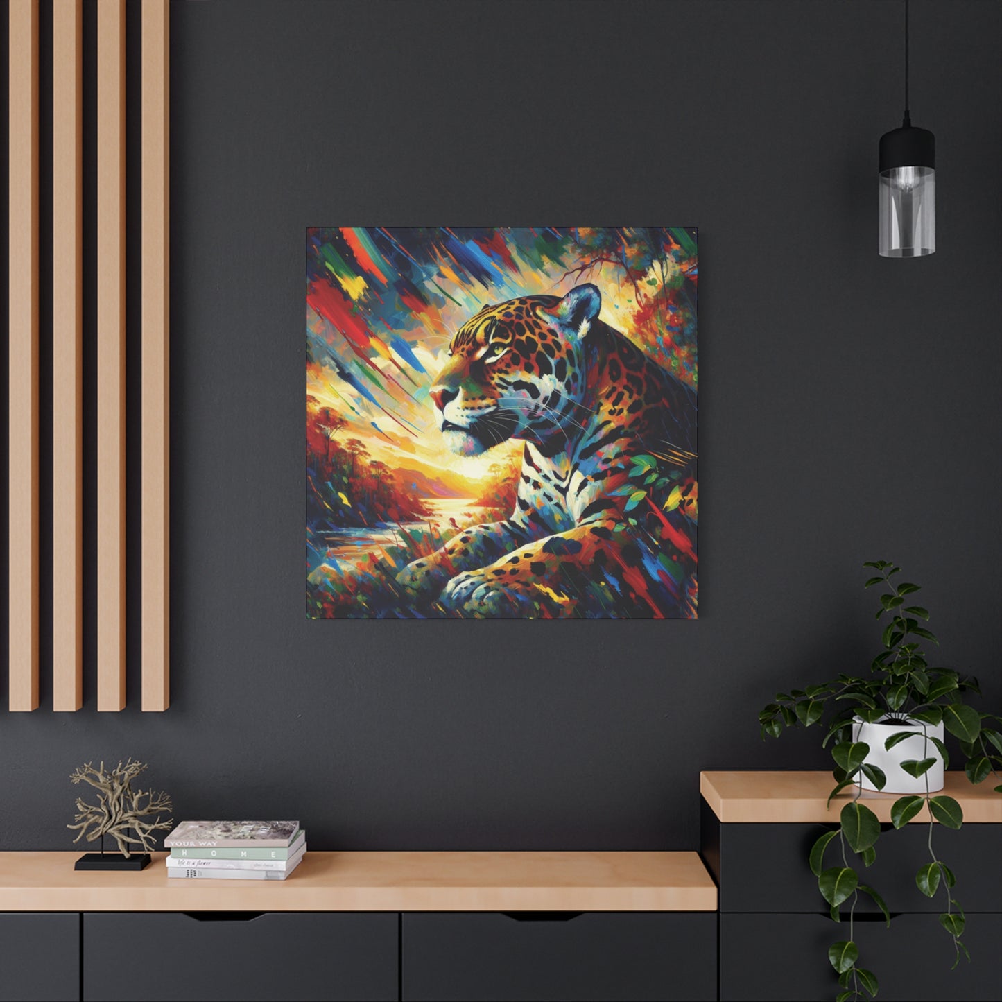 Jaguar Sunset Expressionist Canvas Art Print