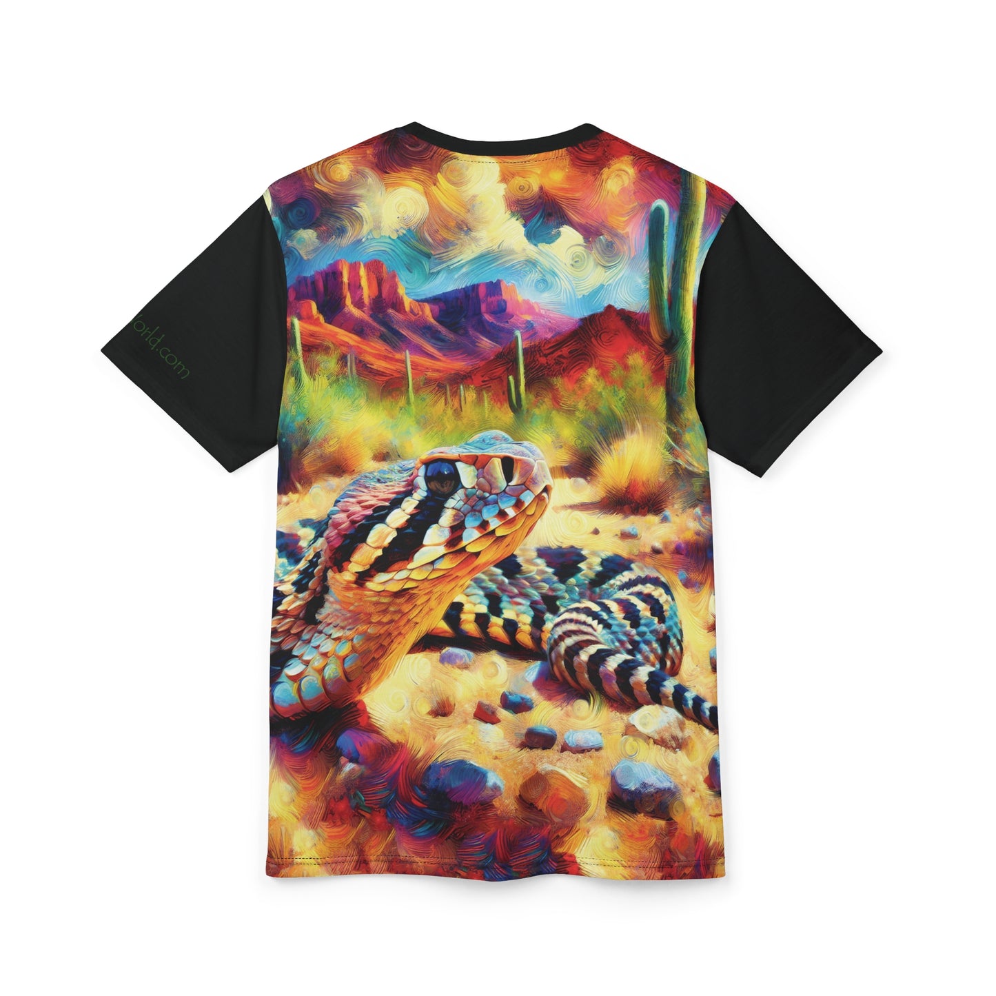 Desert Rattlesnake Vibrant Art Tee | Colorful Unisex Cut & Sew T-Shirt, Wildlife Apparel, Unique Graphic Tee, Birthday Gift