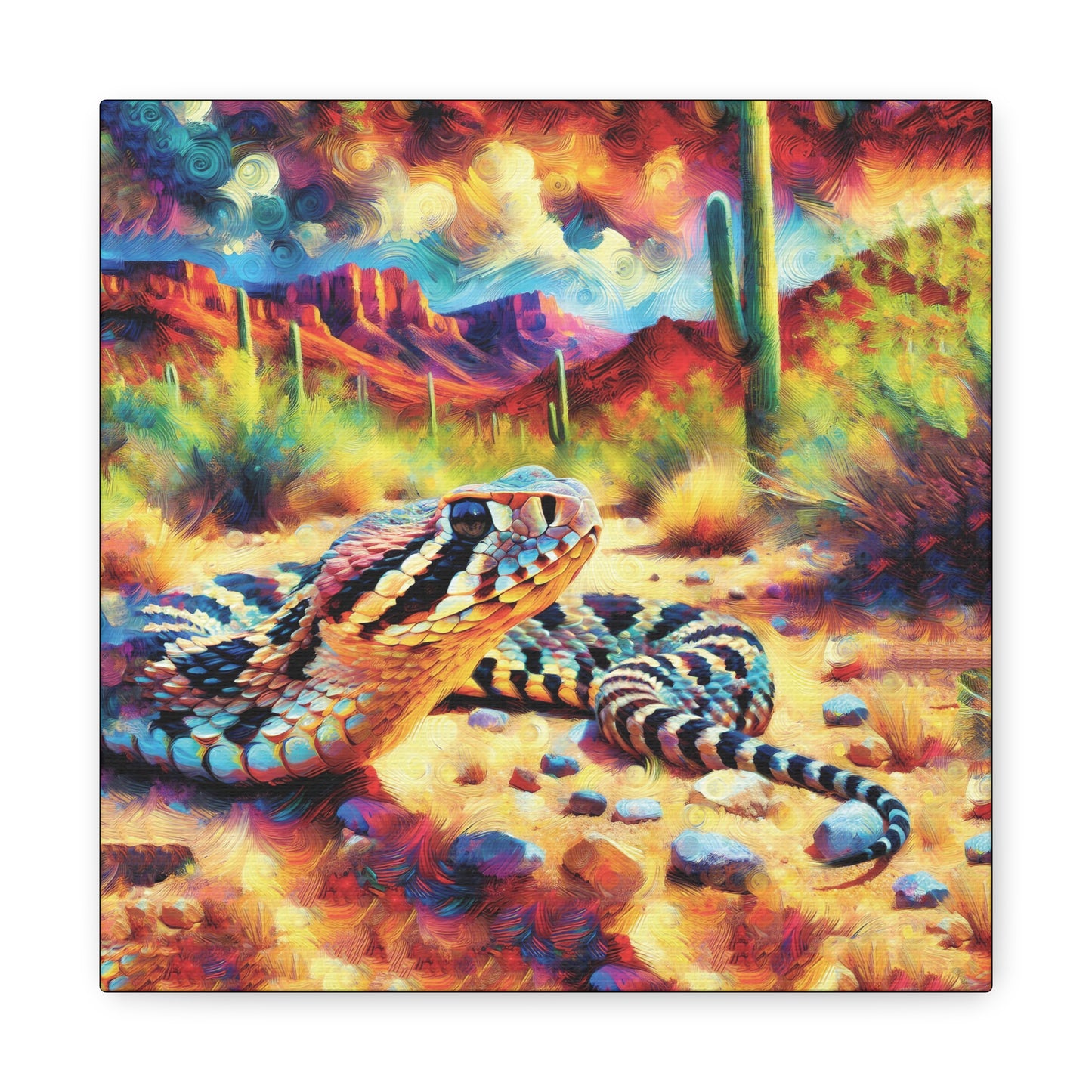 Desert Rattlesnake Expressionist Canvas Art Print
