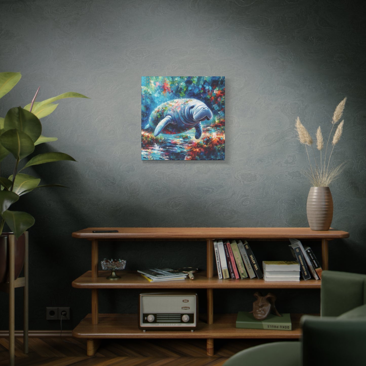 Manatee Garden Expressionist Canvas Art Print