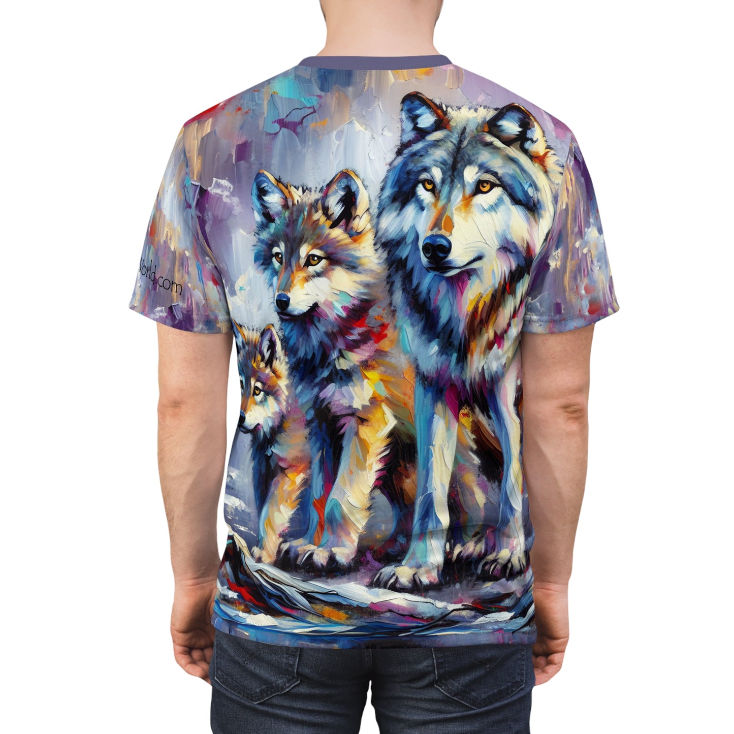 Wolf with Juveniles - Unisex Cut & Sew Tee