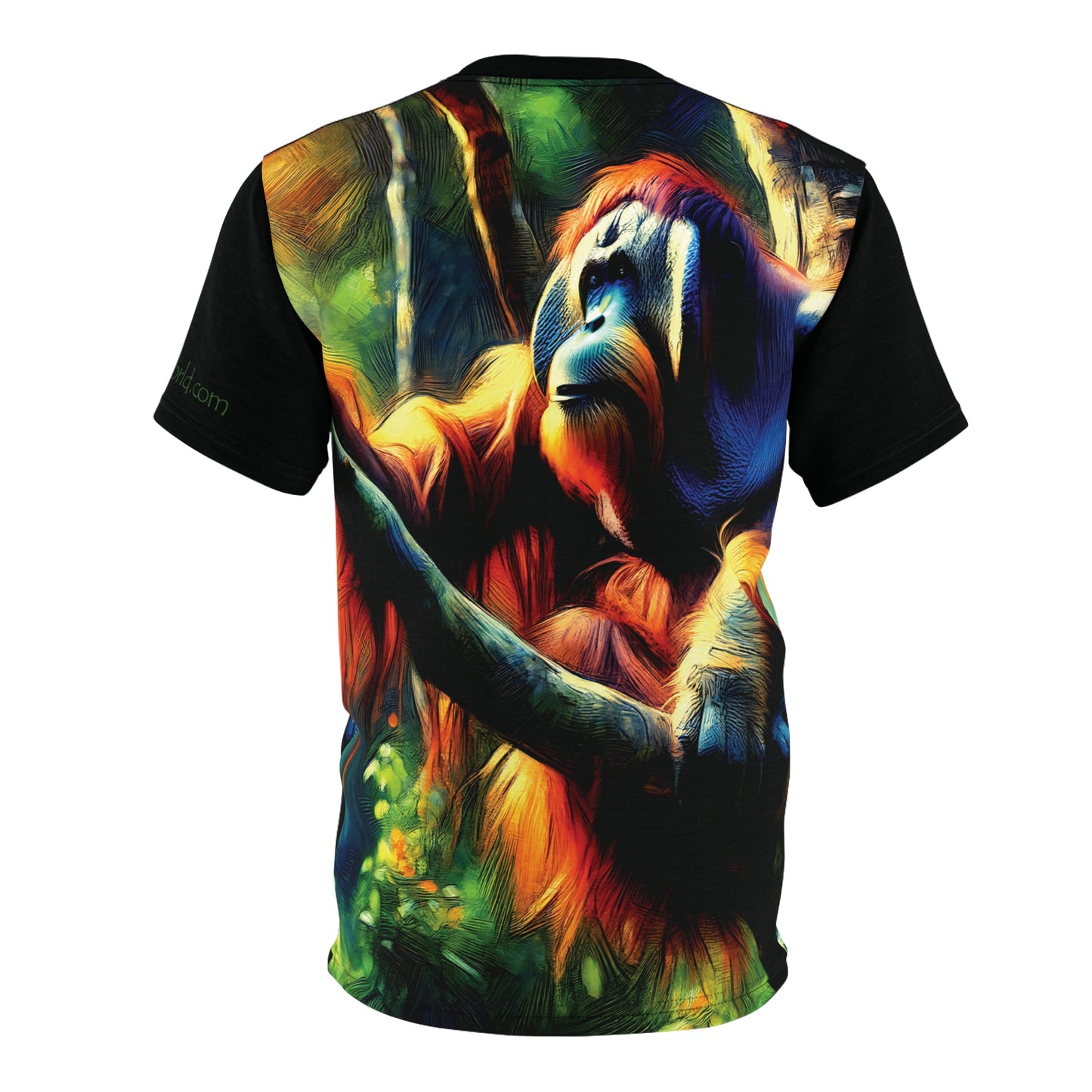 Orangutan in Tree Vibrant Art Tee | Colorful Unisex Cut & Sew T-Shirt, Wildlife Apparel, Unique Graphic Tee, Birthday Gift