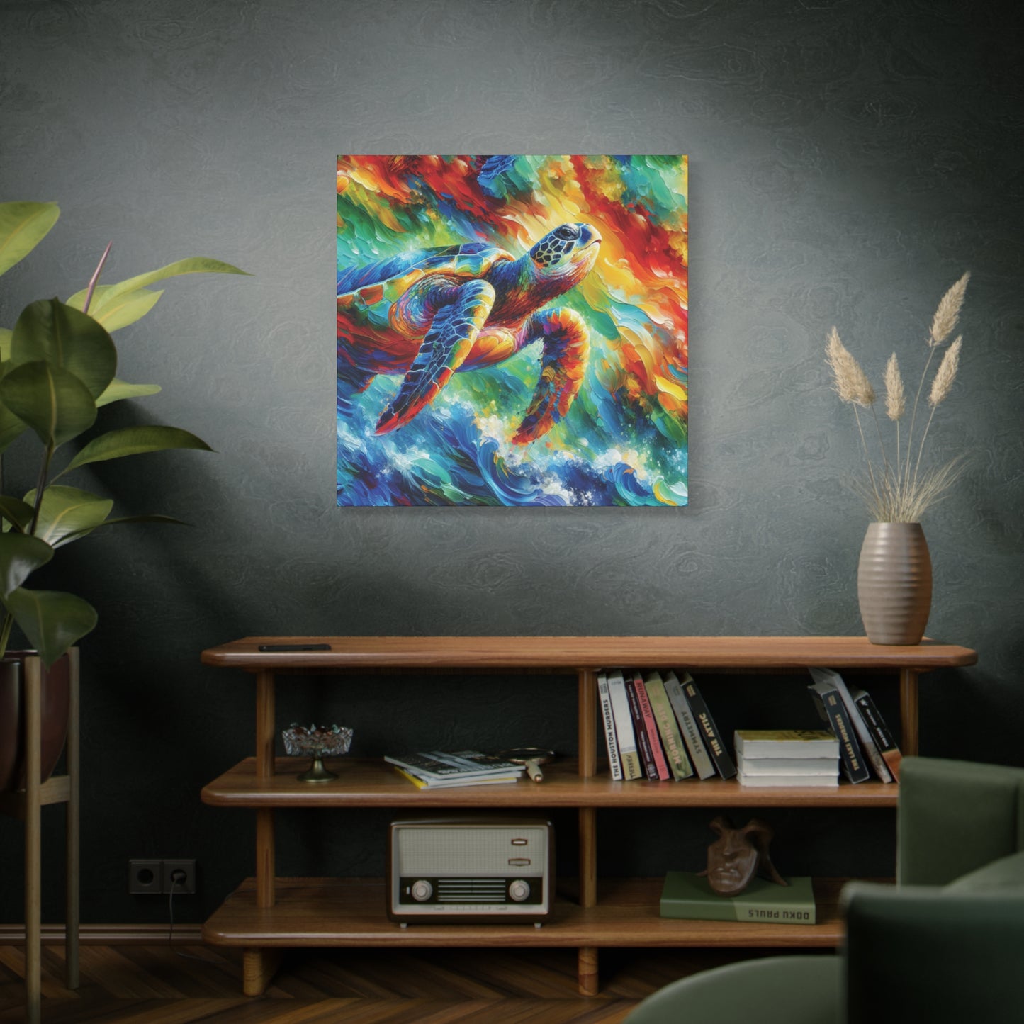 Canvas Wall Art - Sea Turtle Heading for the Light