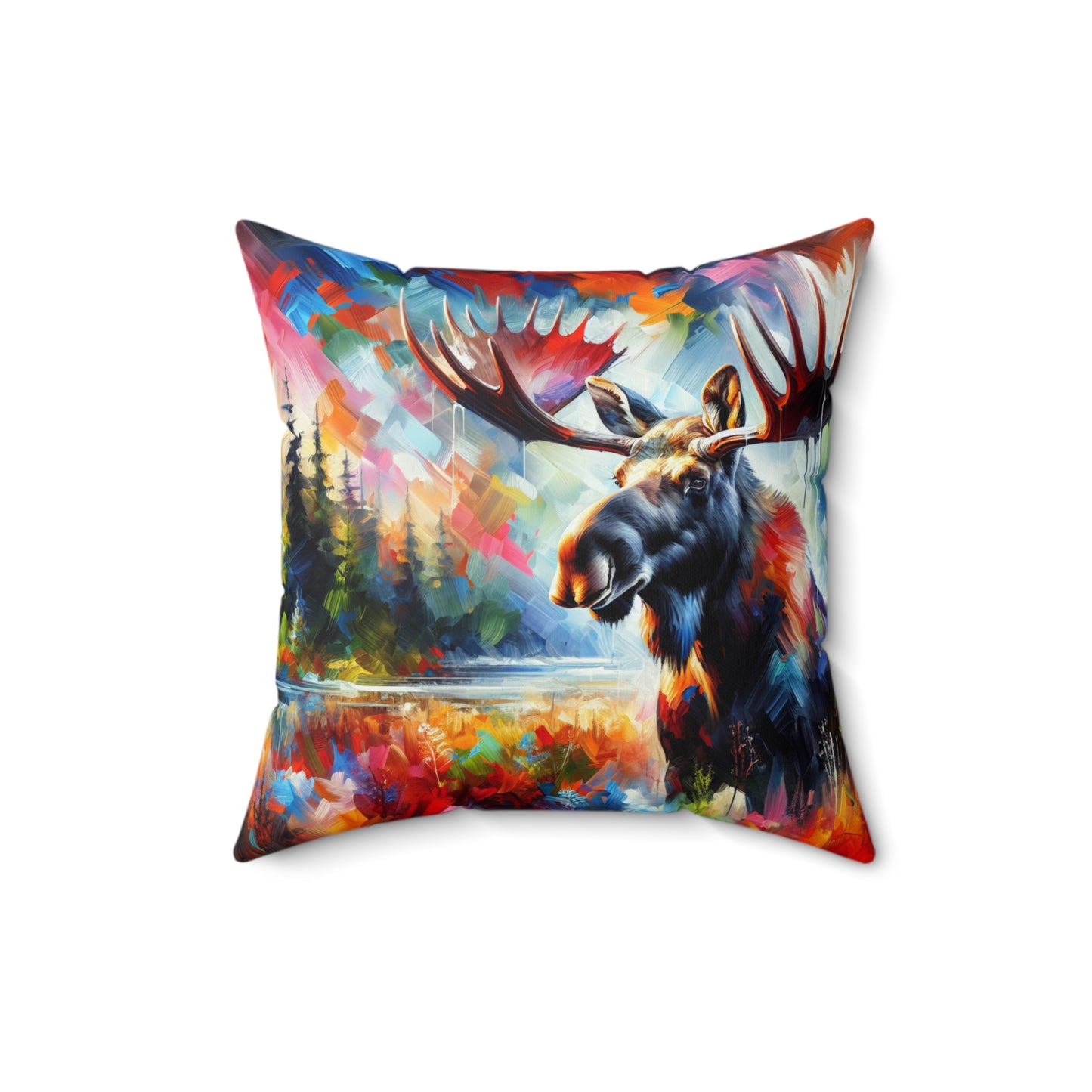 Sunrise Moose - Square Throw Pillows