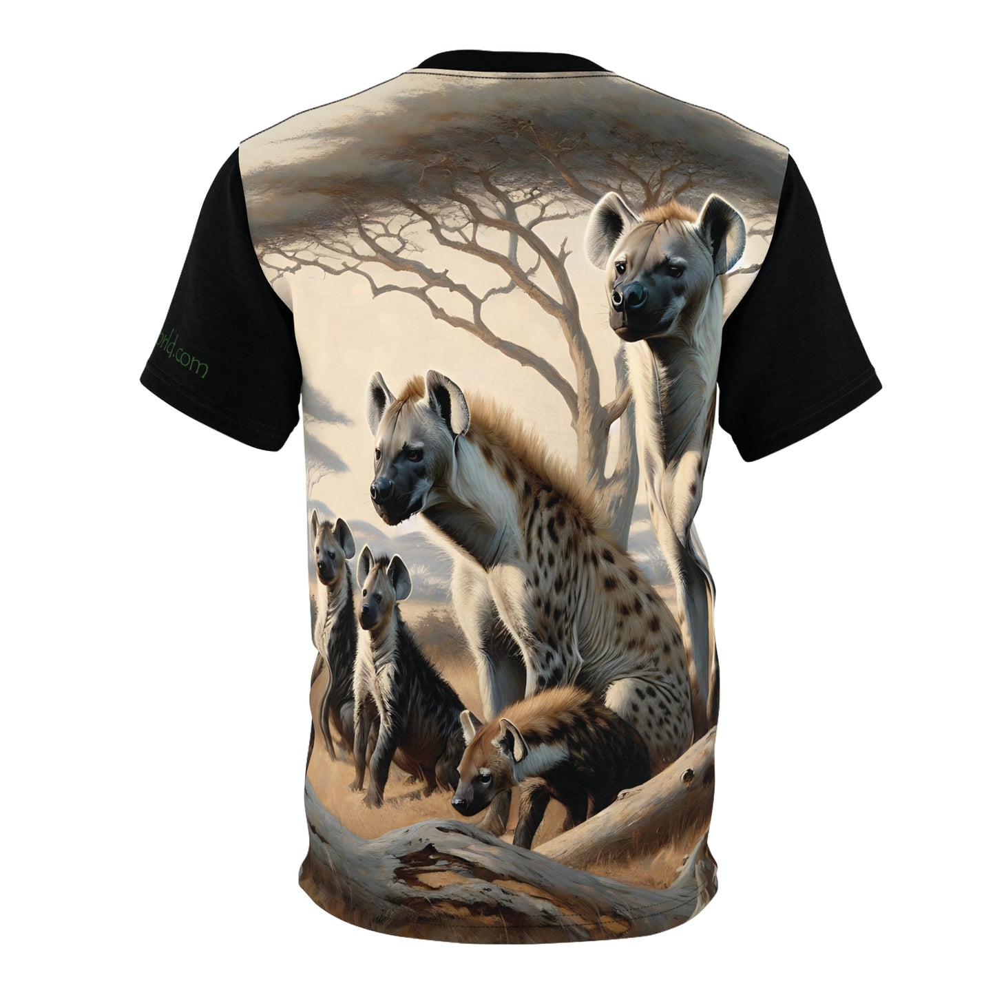 Hyena Family Art Tee | Unisex Cut & Sew T-Shirt, Wildlife Apparel, Unique Graphic Tee, Birthday Gift