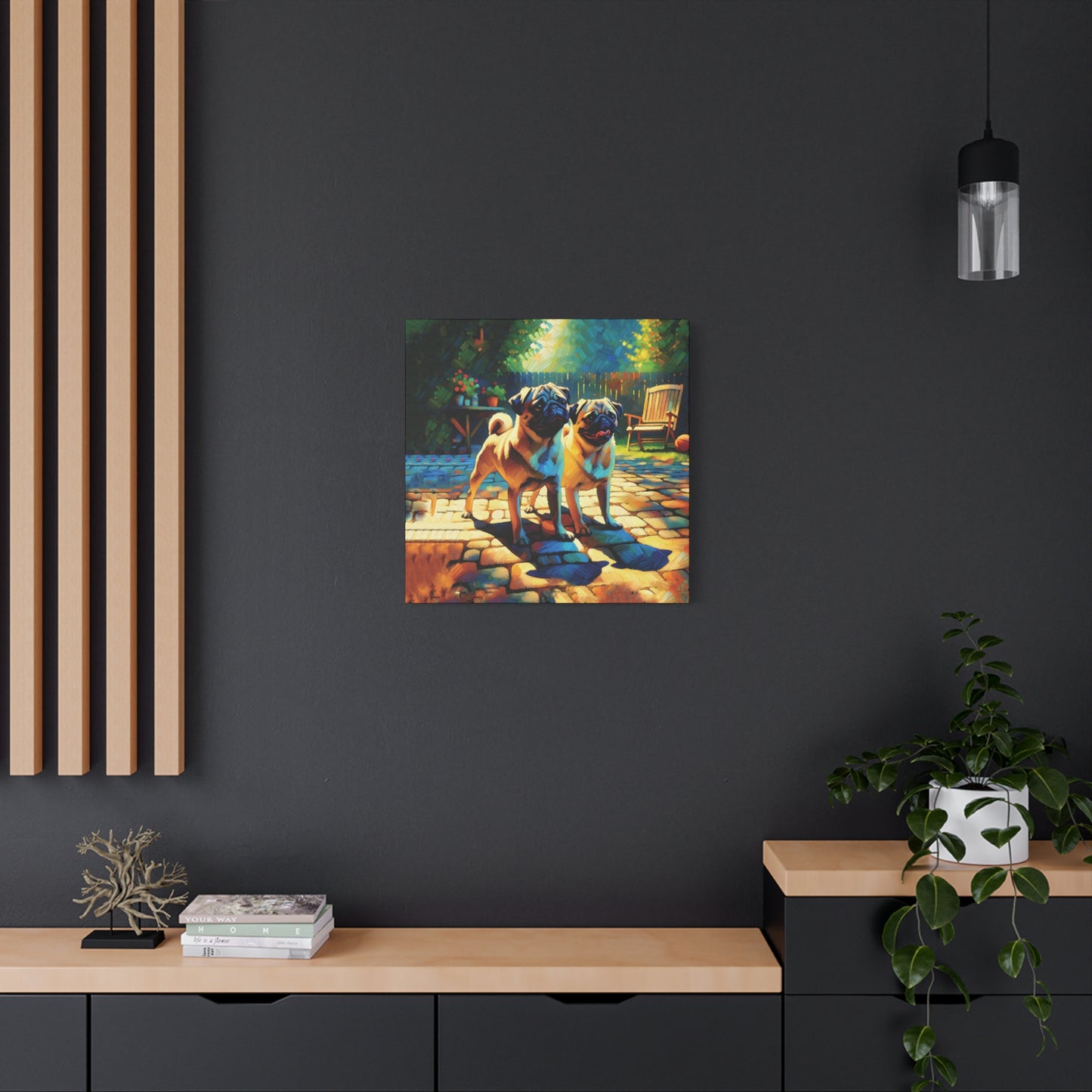 Fawn Pugs Expressionist Canvas Art Print