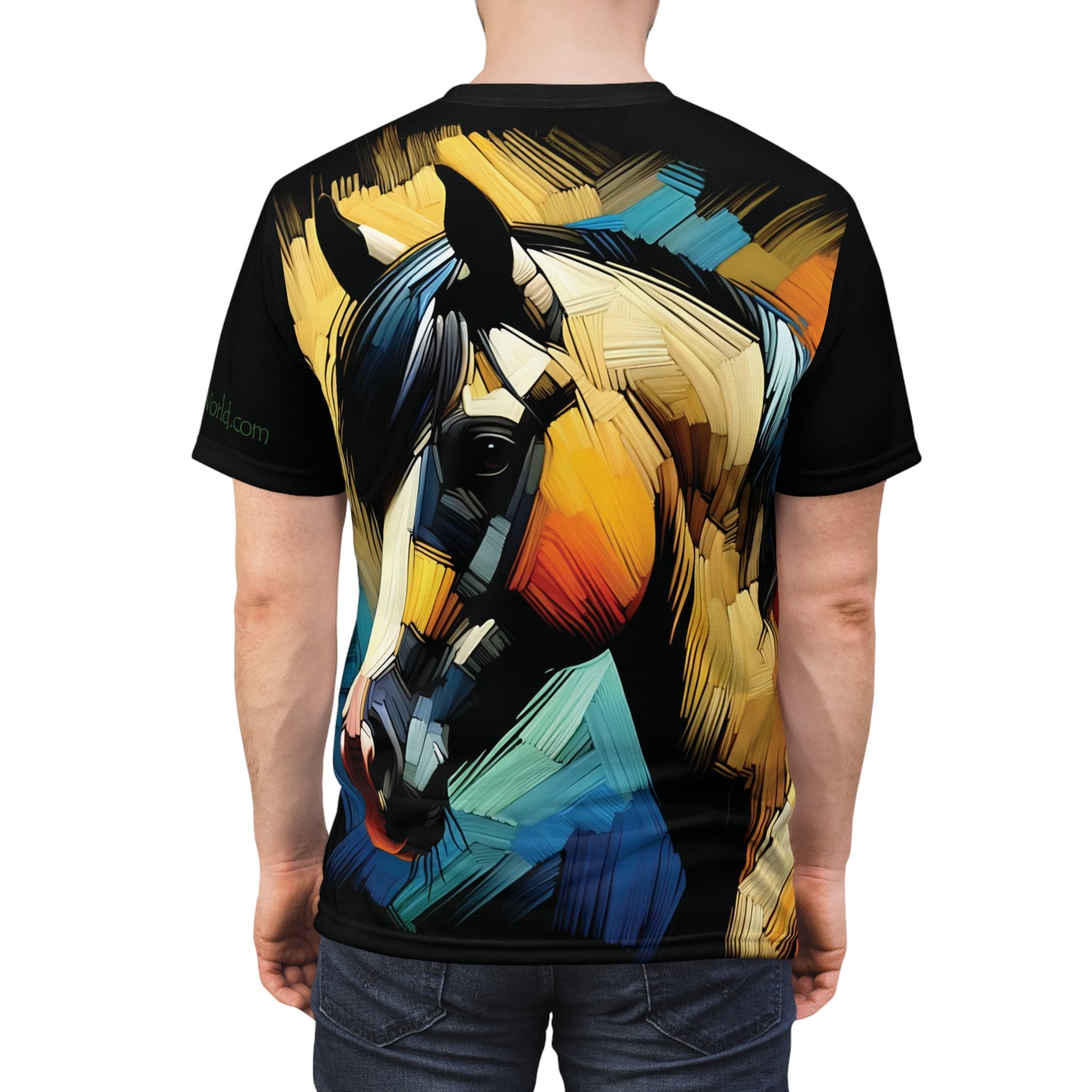 Buckskin Horse Portrait Vibrant Art Tee | Colorful Unisex Cut & Sew T-Shirt, Wildlife Apparel, Unique Graphic Tee, Birthday Gift