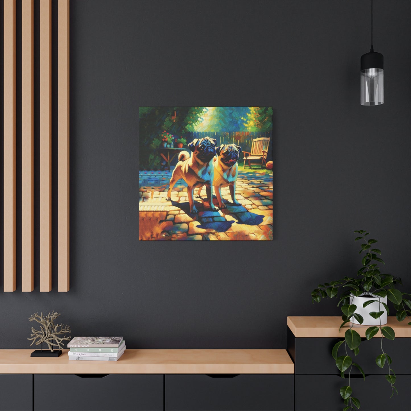 Fawn Pugs Expressionist Canvas Art Print
