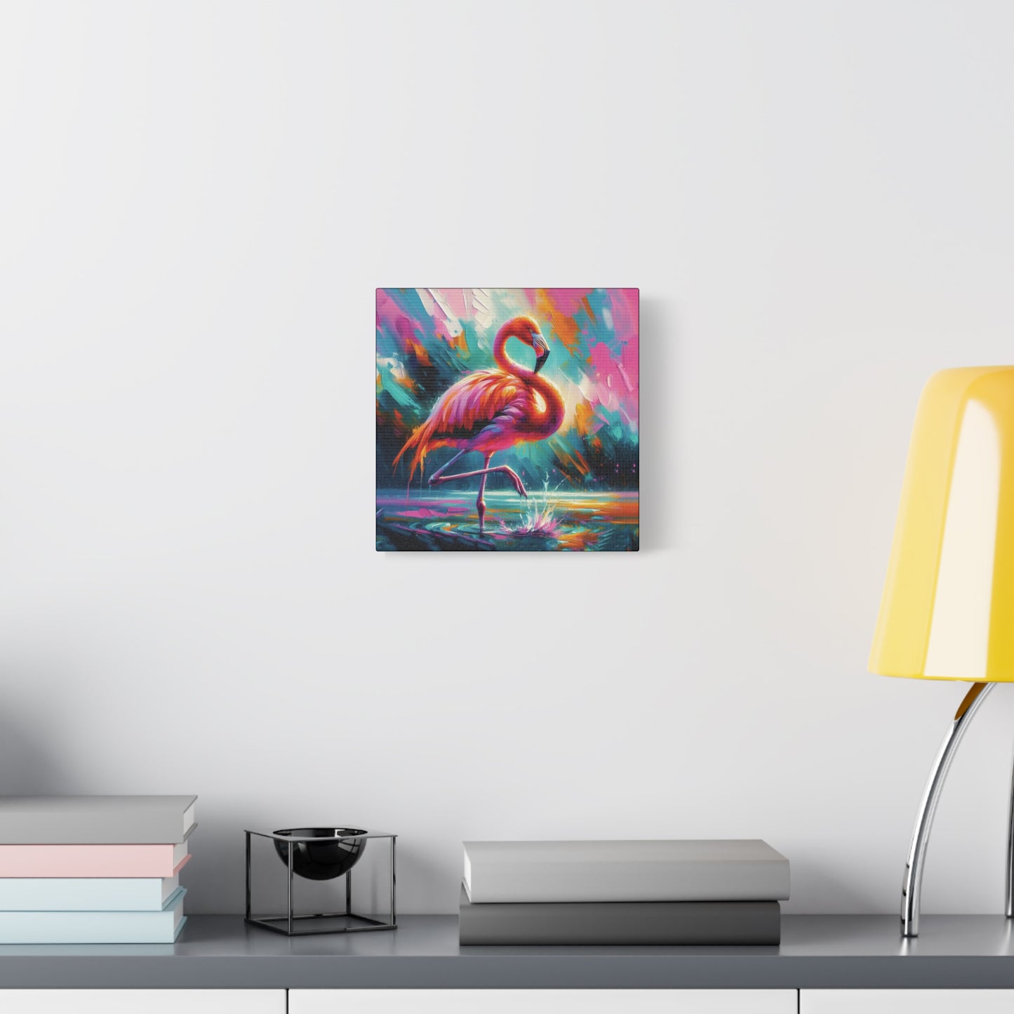 Canvas Wall Art - Flamingo Colorful Expressionist Style Print
