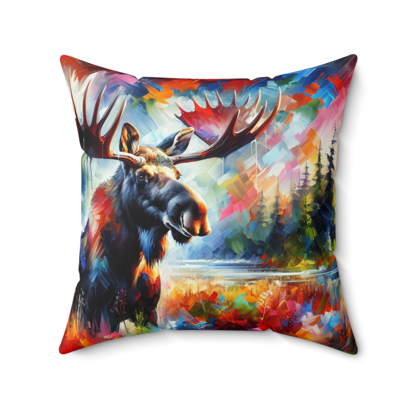 Sunrise Moose - Square Throw Pillows