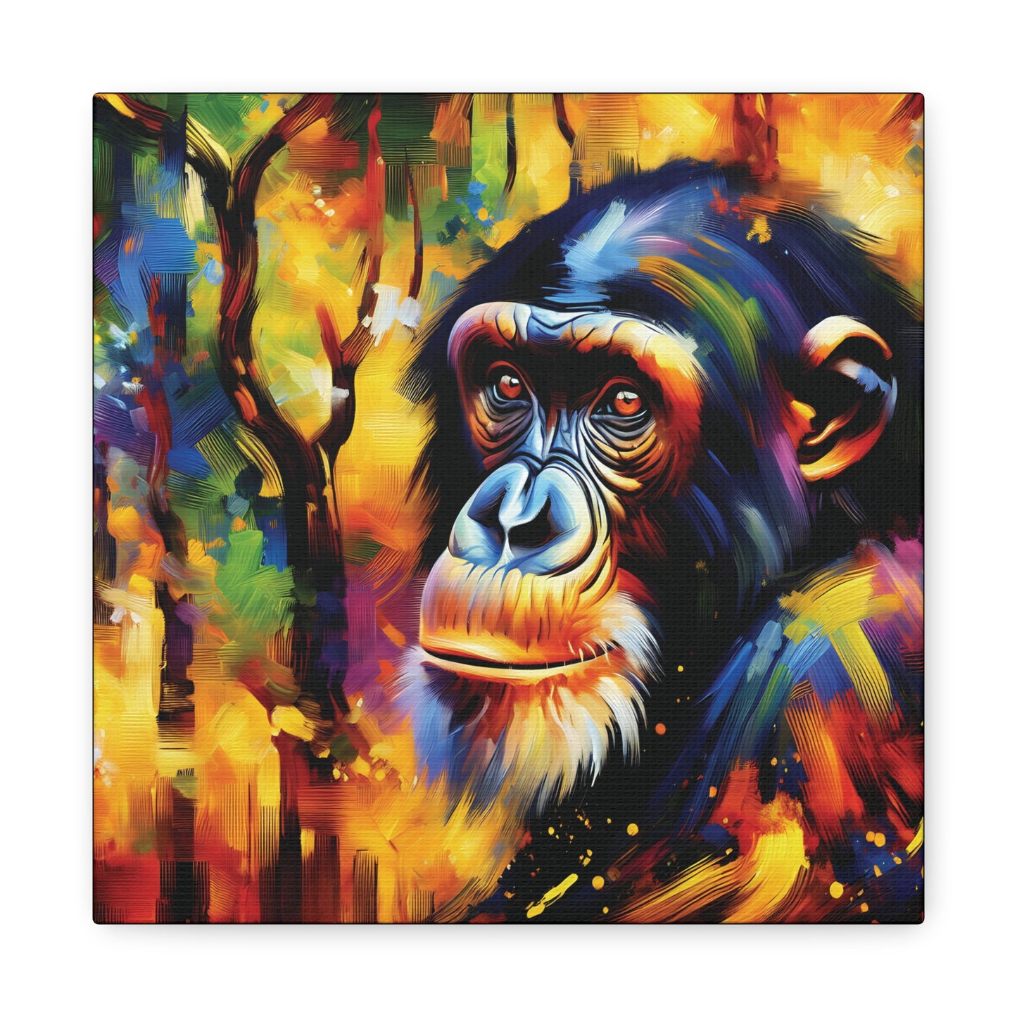 Curious Bonobo Expressionist Canvas Art Print