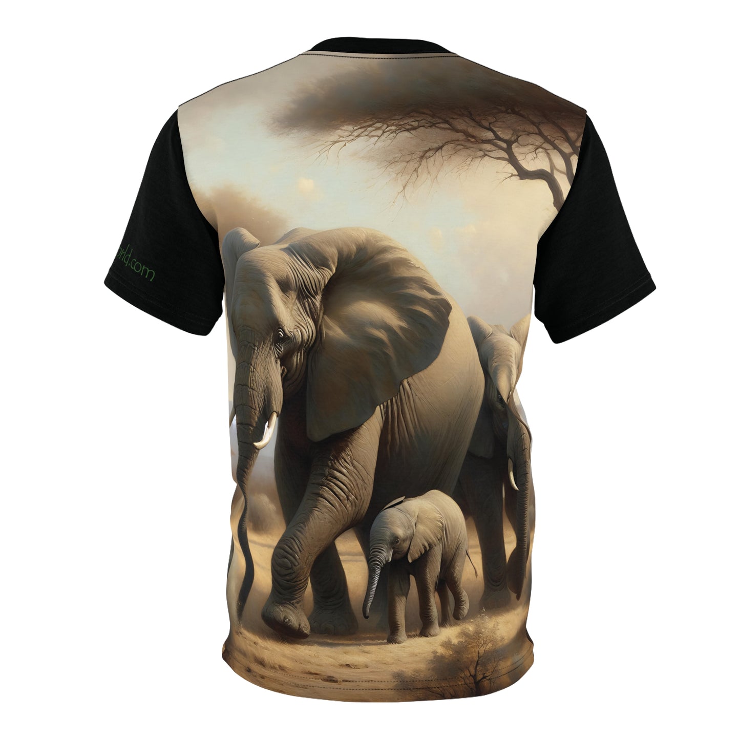 African Elephant Family Art Tee | Unisex Cut & Sew T-Shirt, Wildlife Apparel, Unique Graphic Tee, Birthday Gift