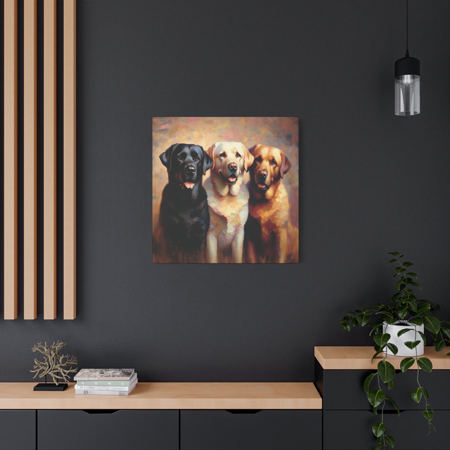 Canvas Print Labrador Retriever Trio Impressionist Style Art