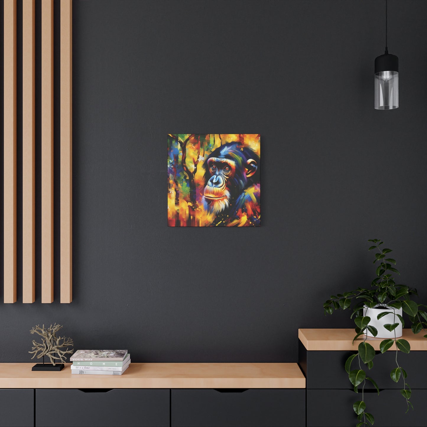 Curious Bonobo Expressionist Canvas Art Print