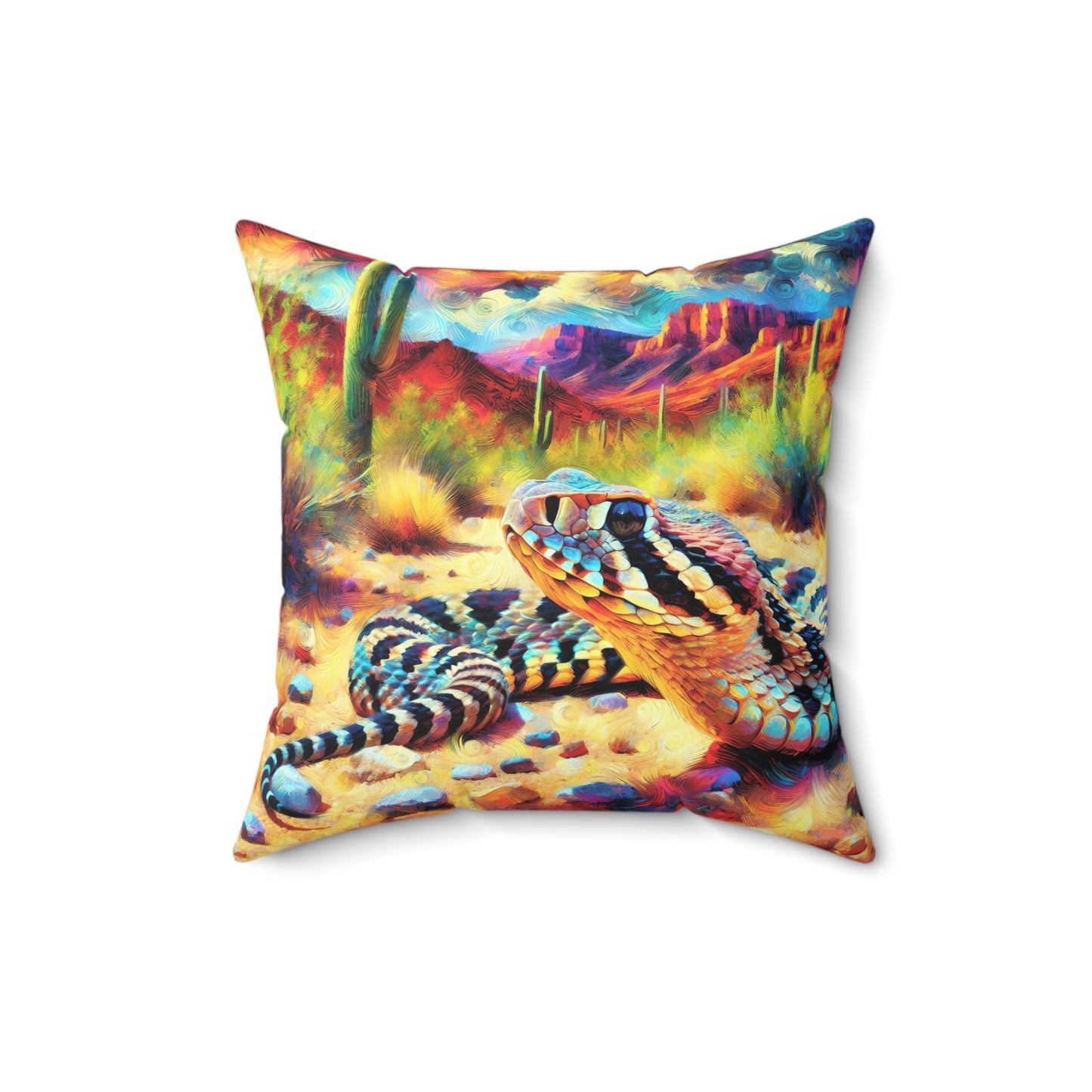Desert Rattlesnake - Square Throw Pillows