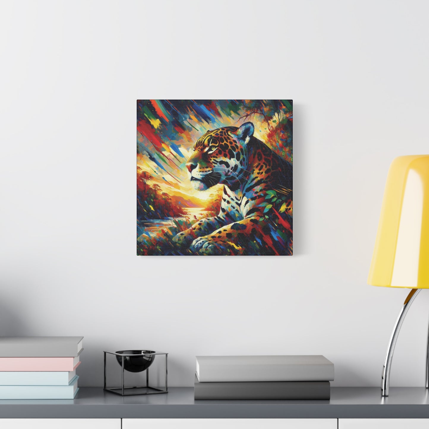 Jaguar Sunset Expressionist Canvas Art Print