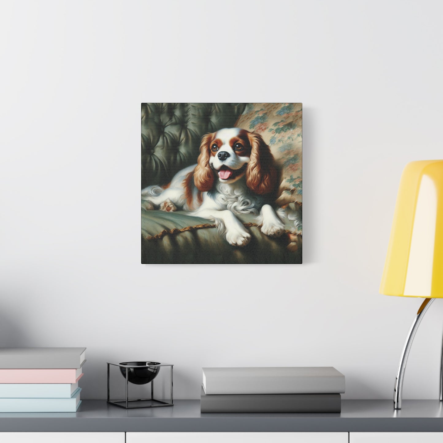 Cavalier King Charles Spaniel on Sofa Impressionist Canvas Art Print