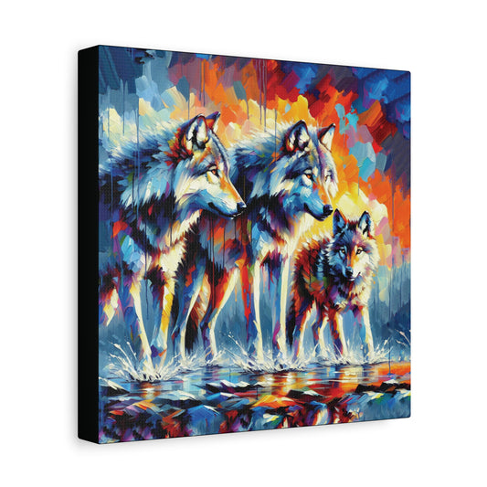 Wolf Canvas Wall Art - Reigning Wolves Expressionist Canvas Print