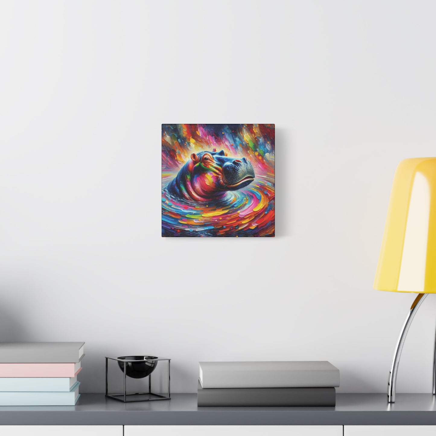 Hippo Jacuzzi Expressionist Canvas Art Print