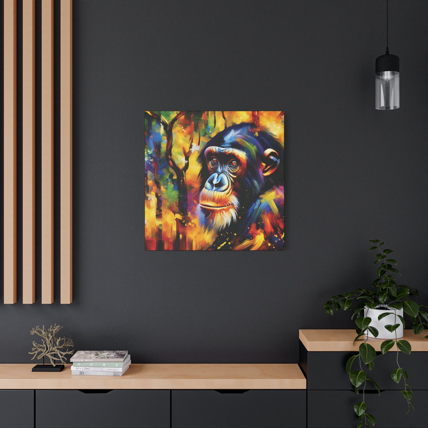 Curious Bonobo Expressionist Canvas Art Print