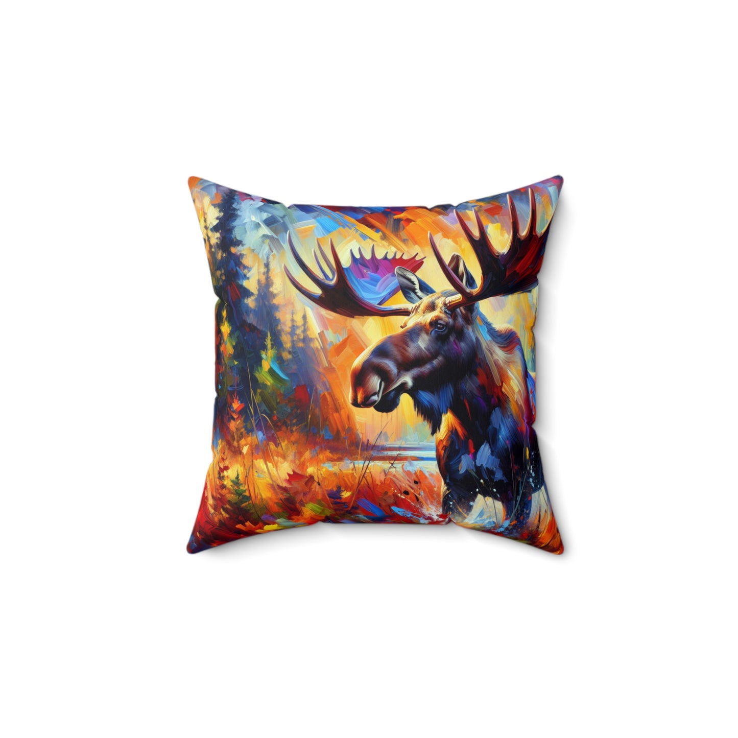 Sunset Moose - Square Throw Pillows