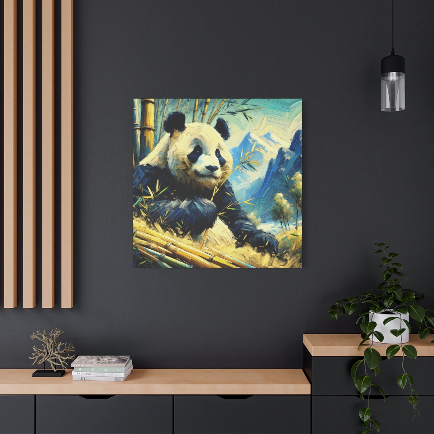 Canvas Wall Art - Giant Panda in Bamboo Forest, Contemporary Impressionist Style Print
