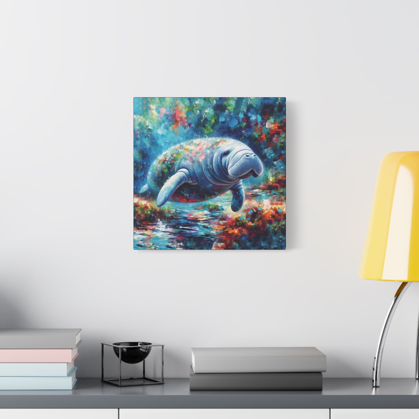 Manatee Garden Expressionist Canvas Art Print