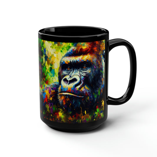 Pensive Gorilla Black Mug, 15oz