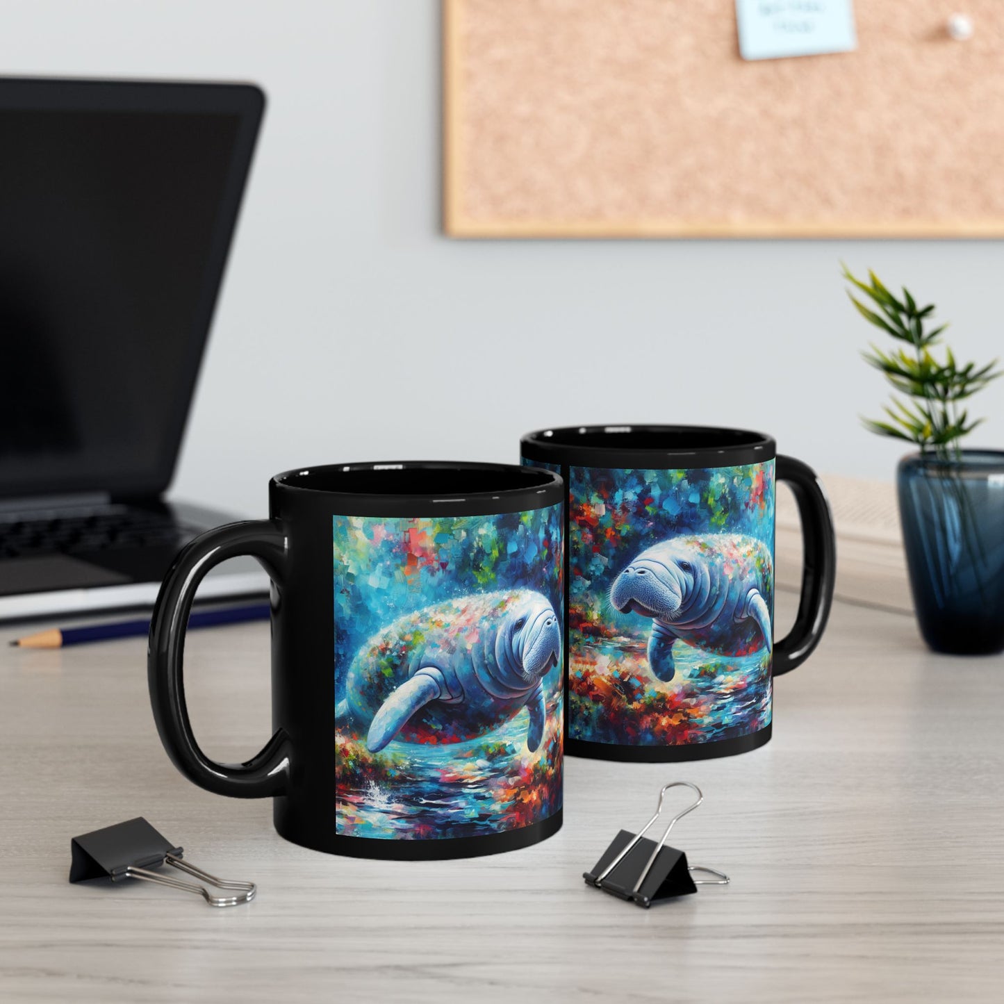 Manatee Garden - Black Mug (11oz, 15oz)