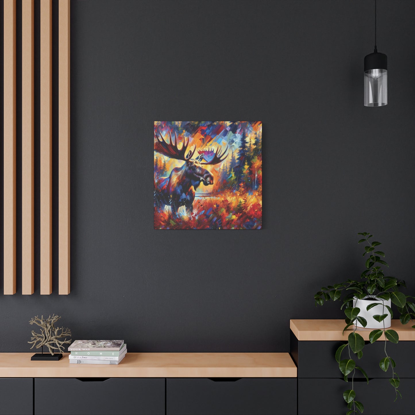 Sunset Moose Expressionist Canvas Art Print