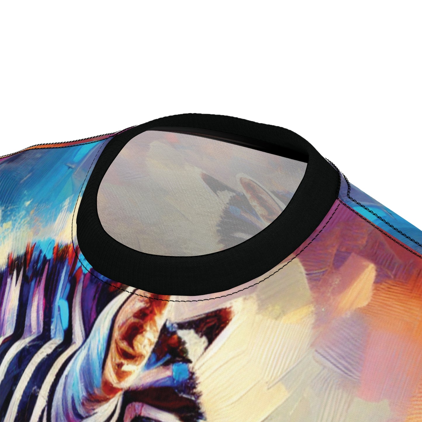 Zebra and Foal Art Tee | Colorful Unisex Cut & Sew T-Shirt, Wildlife Apparel, Unique Graphic Tee, Birthday Gift