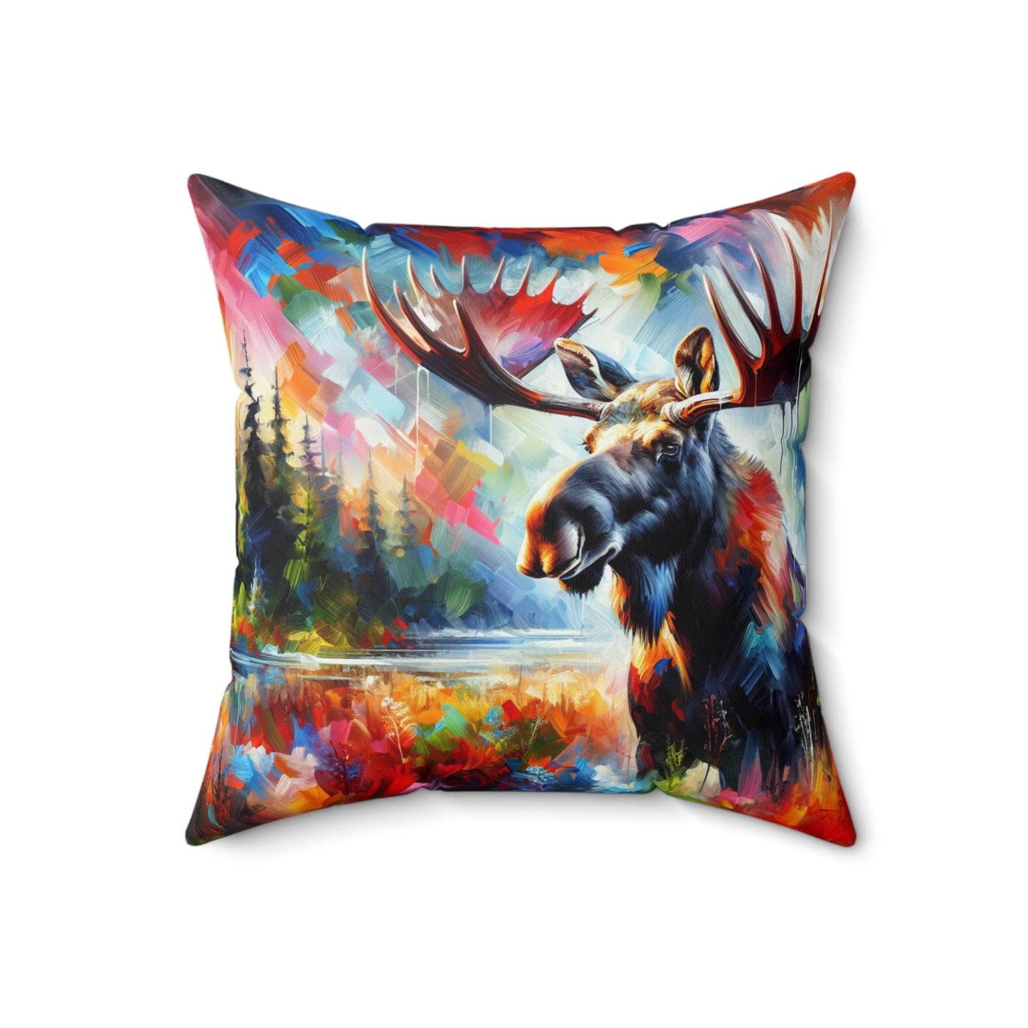 Sunrise Moose - Square Throw Pillows