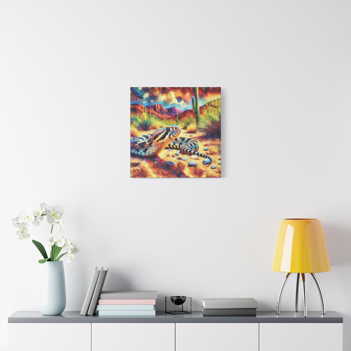 Desert Rattlesnake Expressionist Canvas Art Print