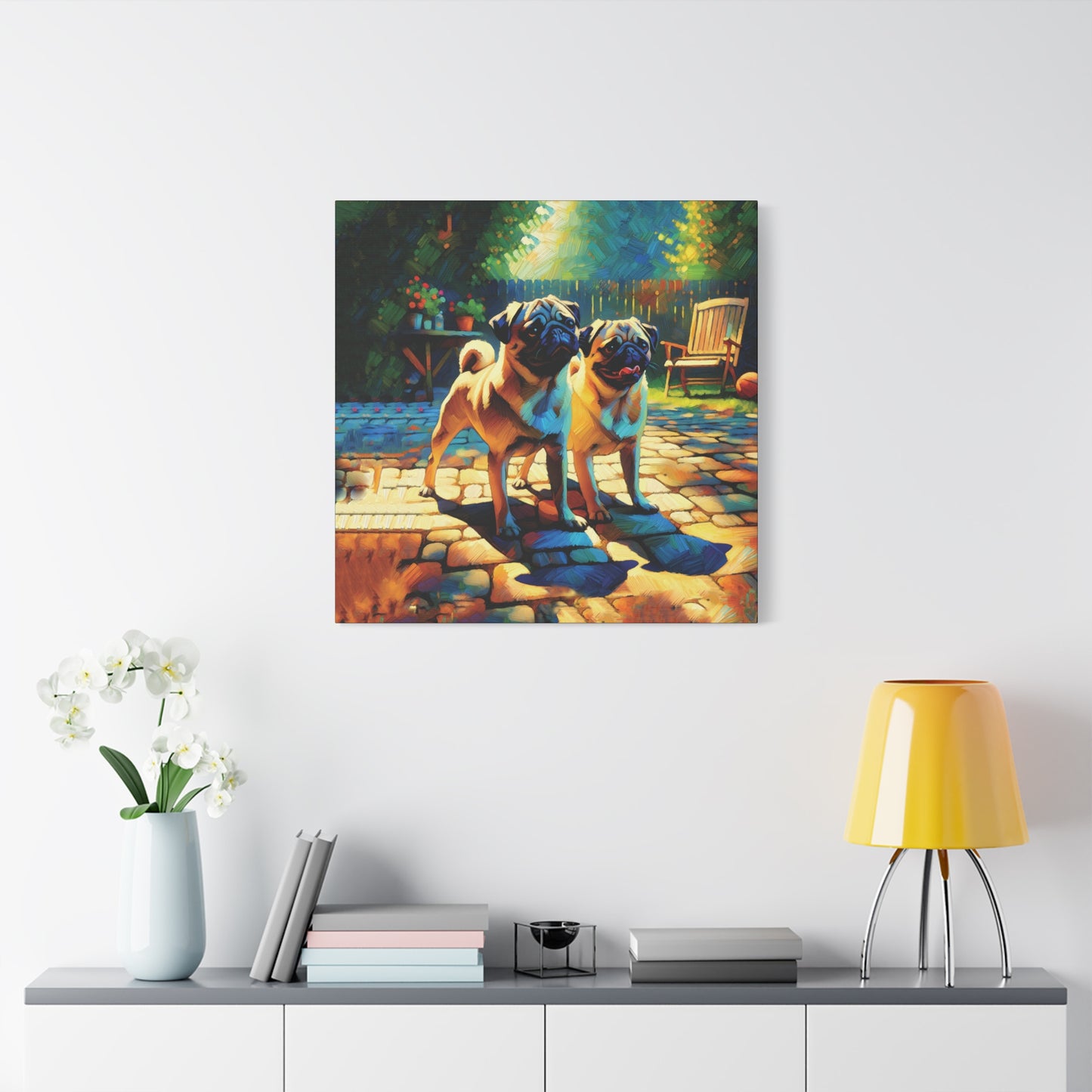 Fawn Pugs Expressionist Canvas Art Print