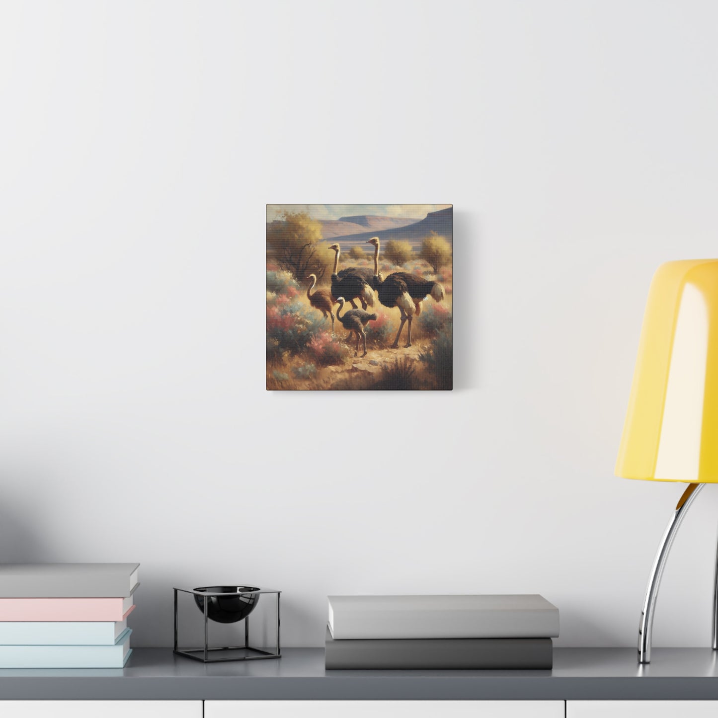 Ostrich Flock Impressionist Canvas Wall Art