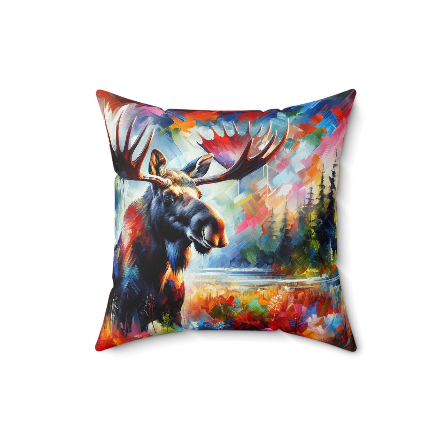 Sunrise Moose - Square Throw Pillows