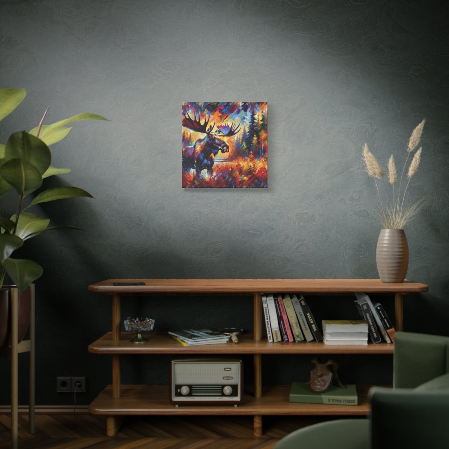 Sunset Moose Expressionist Canvas Art Print
