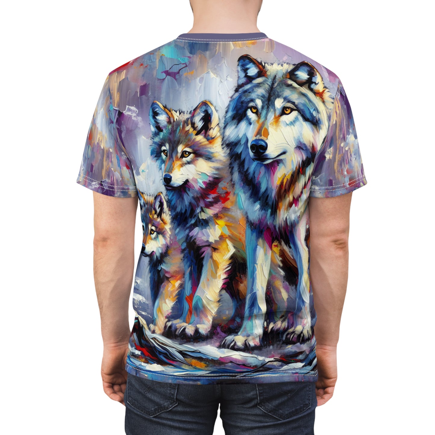 Wolf with Juveniles - Unisex Cut & Sew Tee